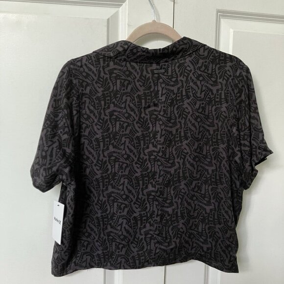 NWT Hurley Work It Top Womens L Cropped Tribal Geometric Camp Button Up - Picture 3 of 7